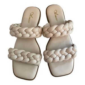 Tan Braided slip on sandals size 6